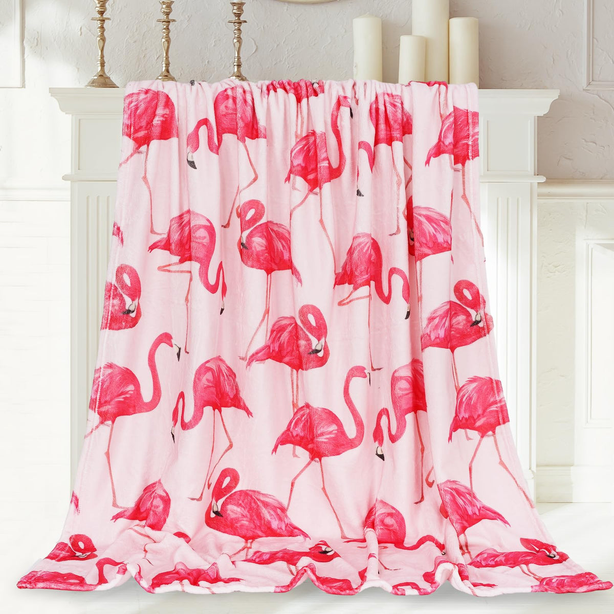 Jarthenaamcs Flamingo Fuzzy Flannel Blanket 60 X 50 Inch Pink Tropical Throw Blanket Flamingo Blanket For Home Chair Sofa Couch