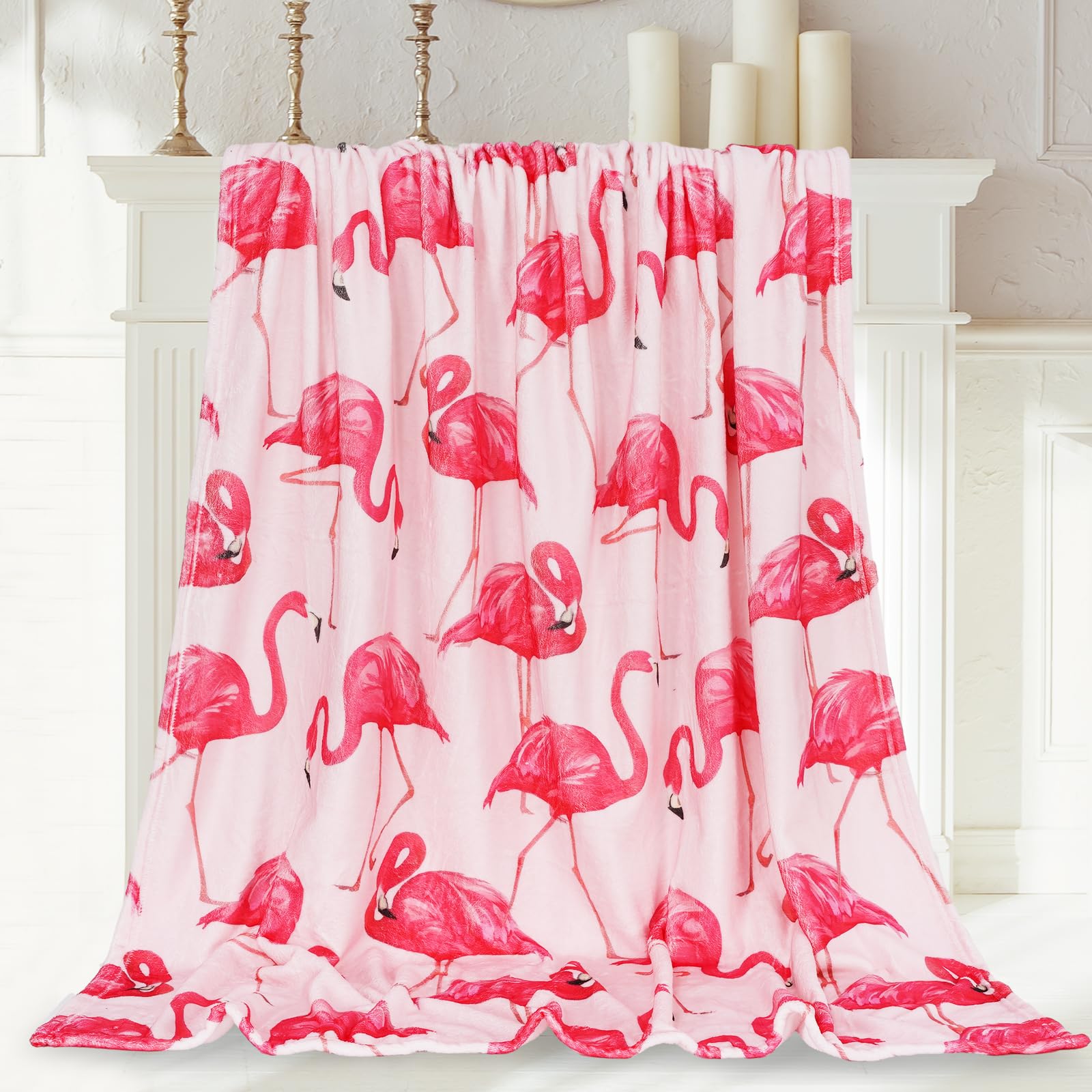 Jarthenaamcs Flamingo Fuzzy Flannel Blanket 60 X 50 Inch Pink Tropical Throw Blanket Flamingo Blanket For Home Chair Sofa Couch