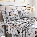 Tribeca Living Twin XL Bed Sheet Set, 300 Thread Count Soft Cotton Sateen, Floral Print with Extra Deep Pockets, 3-Piece Bedding