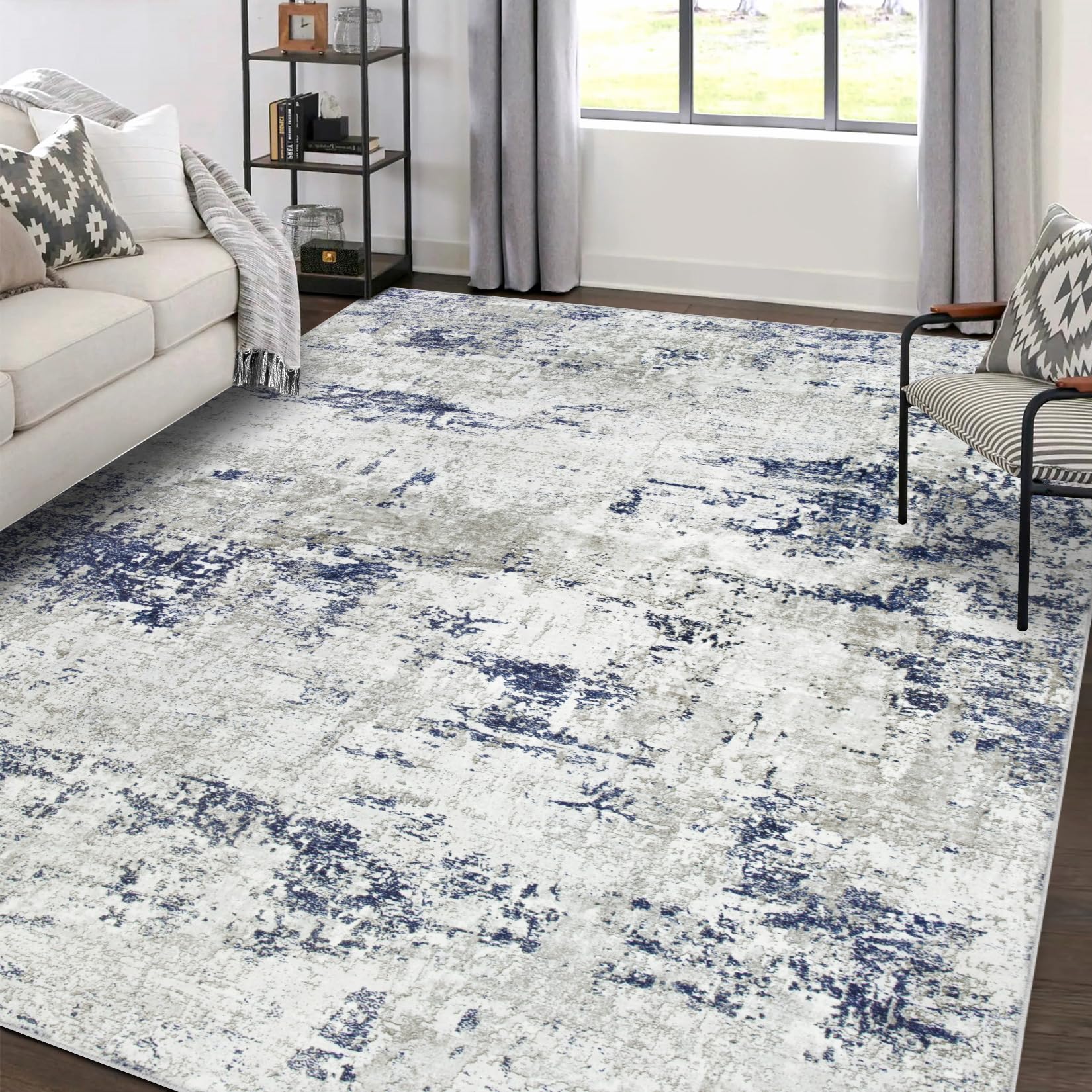 Area Rugs 8x10 Living Room: Large Modern Abstract Washable Rug Soft Anti-Skid Non-Shedding Carpet Indoor Floor Thin Carpets for 