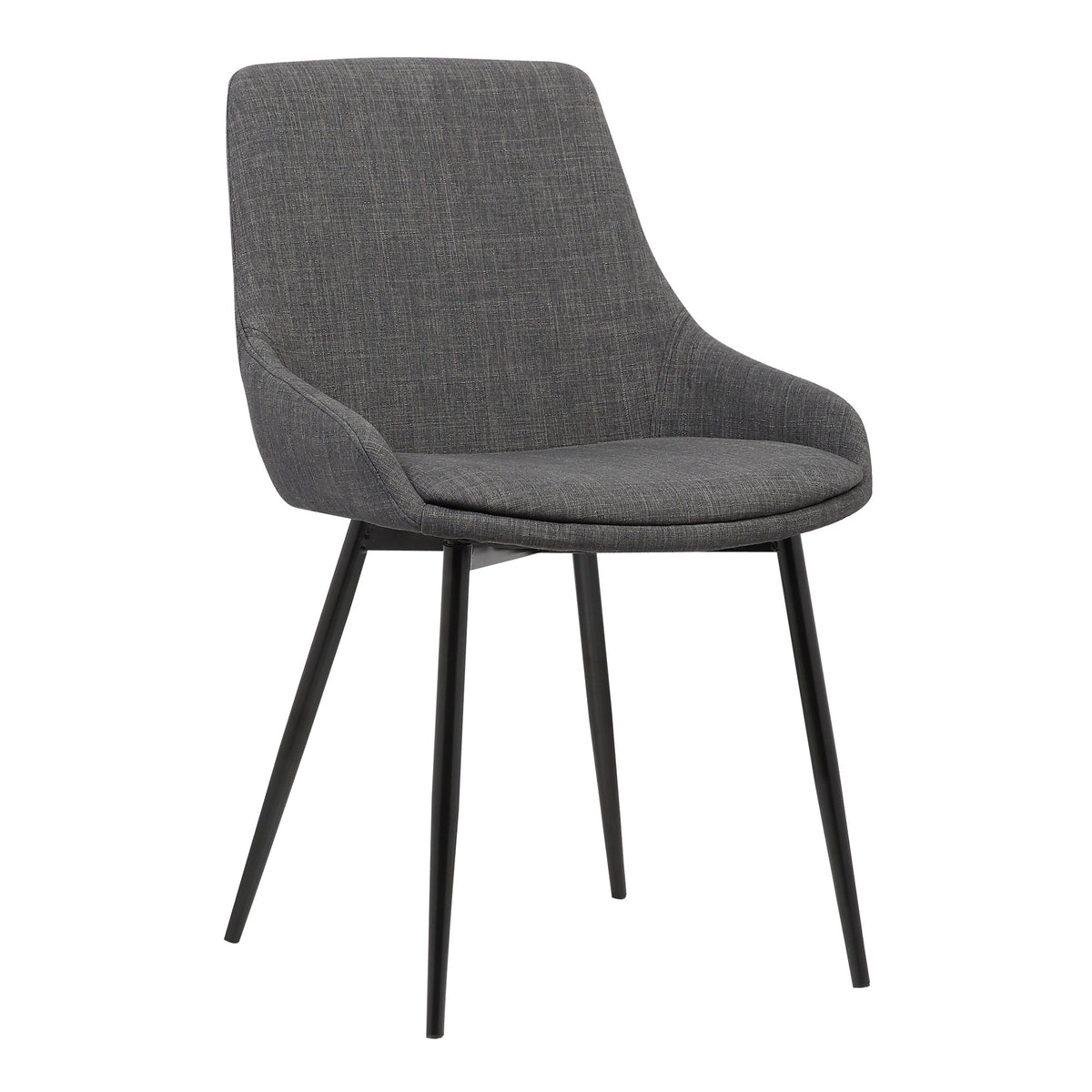 Armen Living Mia Mid Century Modern Dining Accent Side Chair for Kitchen Table Office Desk Vanity in Charcoal Fabric and Black M