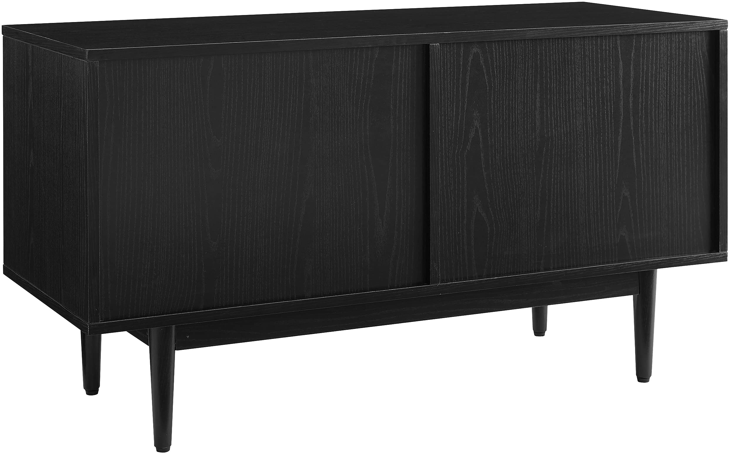 Crosley Furniture Liam Medium Vinyl Record Storage TV Stand and Entertainment Center, Media Console, Black