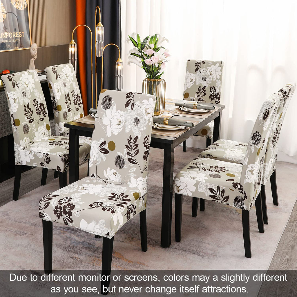Jqinhome Chair Covers For Dining Room Set Of 4, High Stretch Removable Washable Parsons Chair Slipcover For Home Party Hotel Wedding Ceremony (Flower,4Pcs)