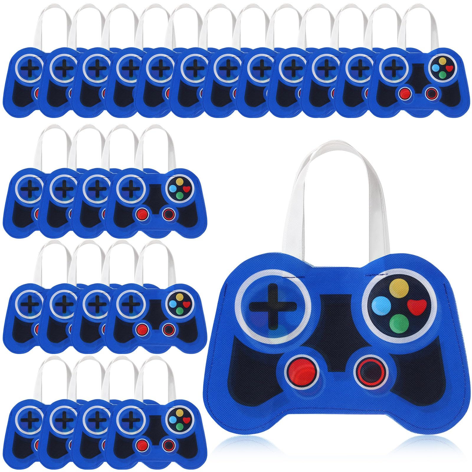 Silkfly 24 Pcs Video Game Party Favor Bags Non Woven Reusable Gaming Goodie Treat Gift Bags with Handles Gaming Party Supplies(B