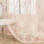 Blush Pink Lace Curtains 108 Inches Long 2 Panels Romantic Floral Sheer Curtains For Living Room Bedroom Rod Pocket Light Filter