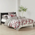 N Natori Cherry Blossom Duvet Cover Queen Size - Red, Grey , Cherry Blossom Duvet Cover Set - 3 Piece - 100% Cotton Sateen Light