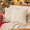 Sinyasan Cream White Fall Pumpkin Decorative Throw Pillow Covers Set Of 2, 18X18 Inch Soft Plush 3D Embroidered Halloween Pillow