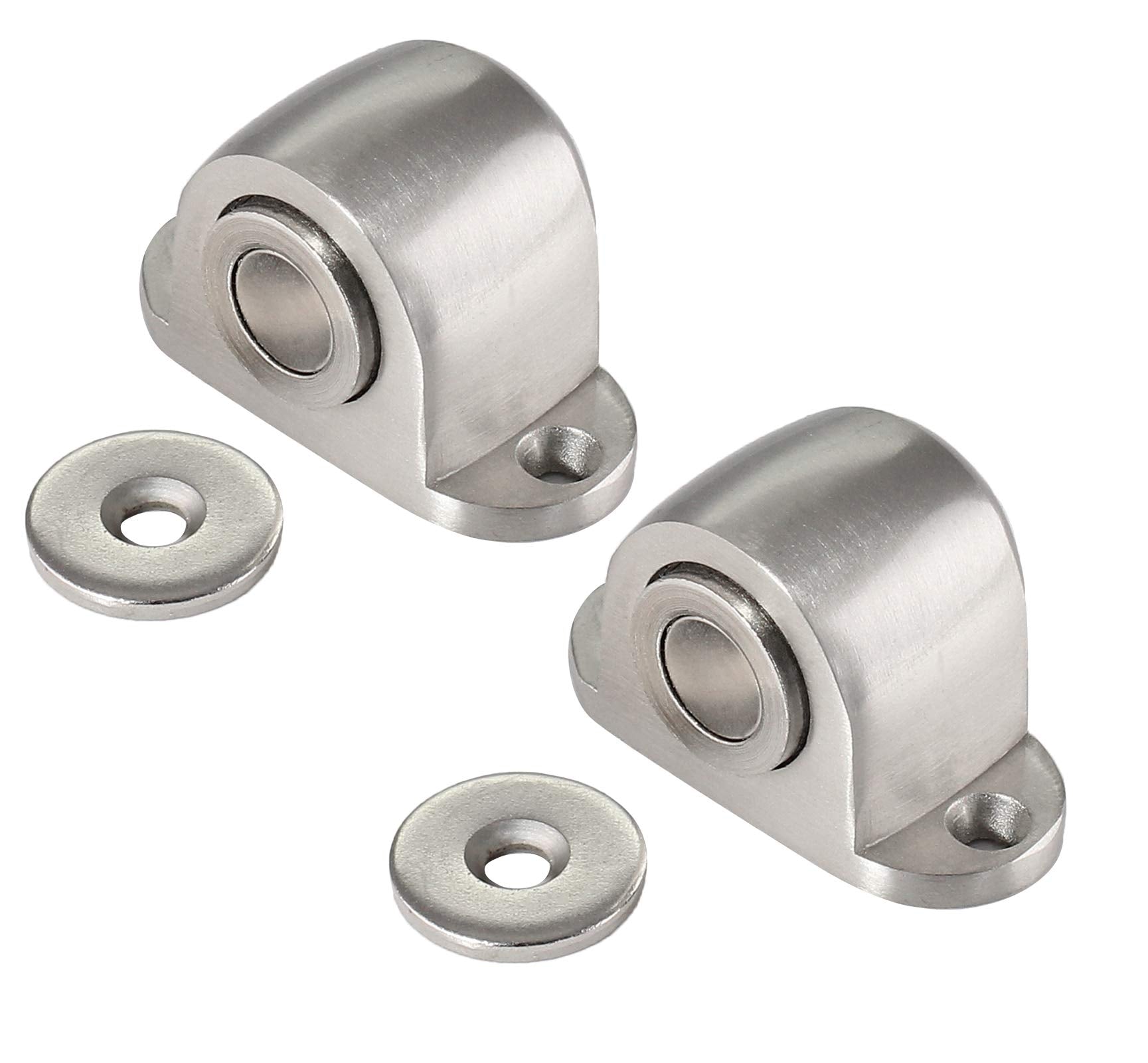 Jiozermi 2 Pack Magnetic Door Stop Catch, Floor Mount Door Stopper, Stainless Steel Magnetic Door Catch With Screws, Modern Soft
