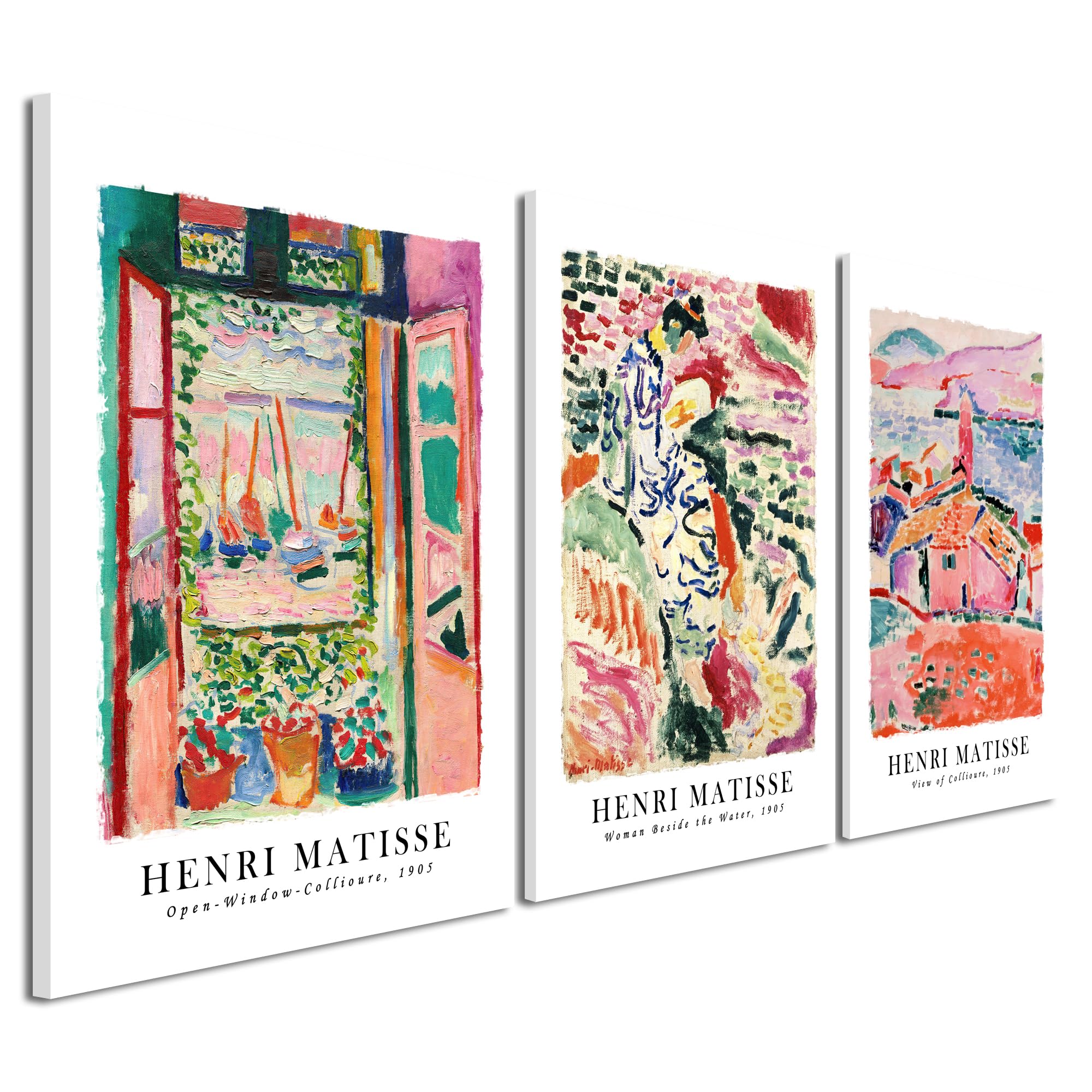 Wieco Art Canvas Wall Art 3 Piece Henri Mattise Art Abstract Colorful Matisse Posters Canvas Prints for Wall and Home Office Dec