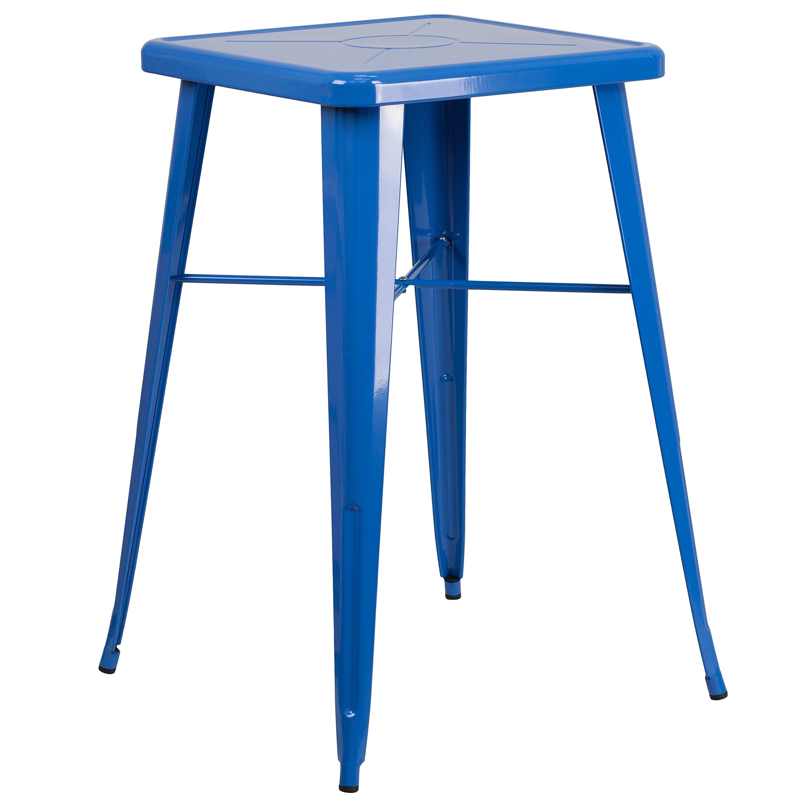 Flash Furniture Aaron Commercial Grade 23.75&quot; Square Blue Metal Indoor-Outdoor Bar Height Table