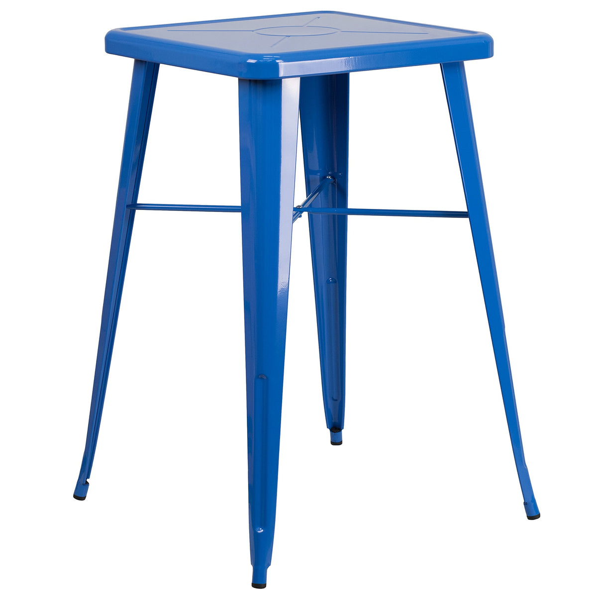 Flash Furniture Aaron Commercial Grade 23.75&quot; Square Blue Metal Indoor-Outdoor Bar Height Table