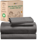 California Design Den 100% Organic Cotton Sheets For King Size Bed, Percale Deep Pocket King Sheets, Gots Certified Percale Sheets, Hotel Sheets, King Size Sheets, Grey Sheets