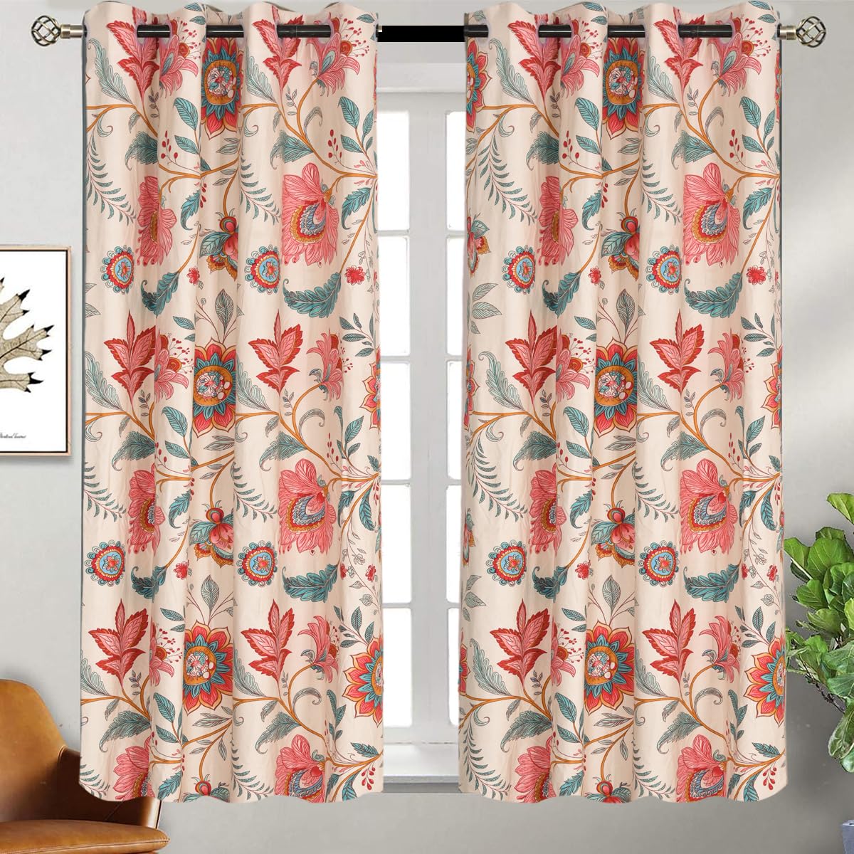 Amazon Brand  Umi Super Soft Brushed Microfiber Cotton Window Opaque Curtains,48X60(Inches) 5 Feet,Living Room,Grommet Curtain