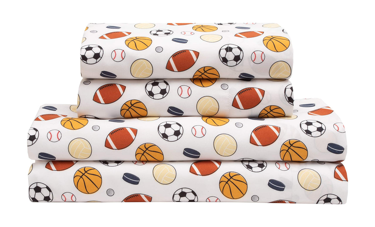 Mallary By Matthew Kids Super-Soft 100% Microfiber Print Sheet, Sports, Queen