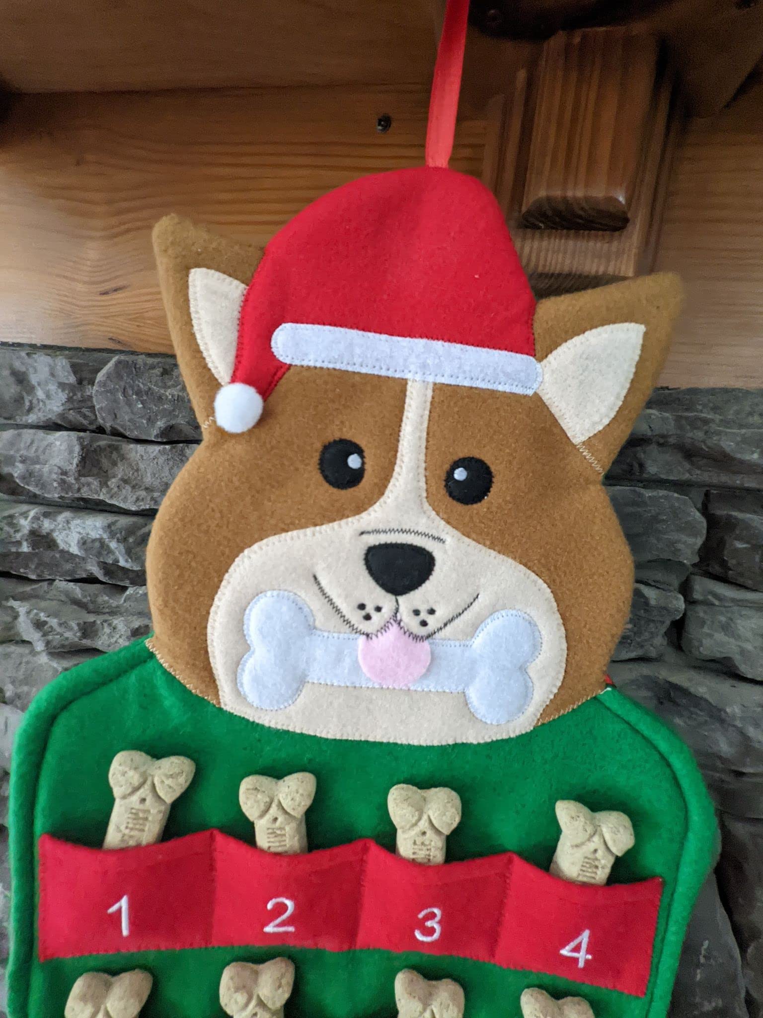 Happie Hare - Corgi Dog Pet Puppy Hanging Holiday Advent Calendar With Pockets - Countdown To Christmas And Holiday For Kids & F