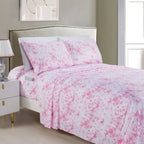 Elegant Comfort Aria Tie-Dye 4-Piece Sheet Set, 1500 Premium Hotel Quality Microfiber, Spiral Tie-Dye, Soft, Fade And Wrinkle Resistant, Fitted Sheet With Smart Pockets, 4Pc Tie-Dye Twin Xl,Light Pink
