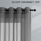 Pitalk Dark Grey Living Room Curtains 102 Inches Long 2 Panels Lightweight Linen Look Window Drapes Farmhouse Charcoal Gray Shee