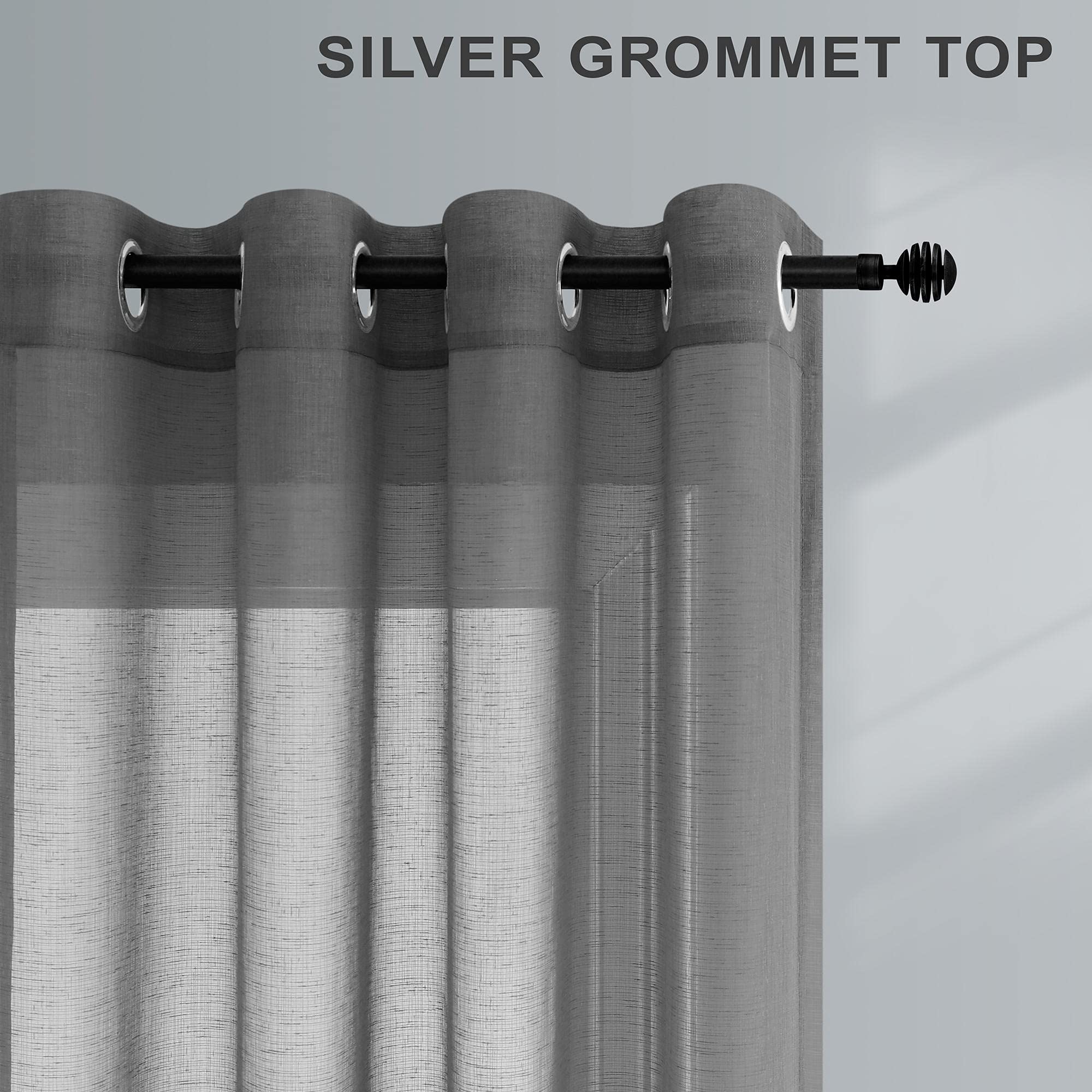 Pitalk Dark Grey Living Room Curtains 102 Inches Long 2 Panels Lightweight Linen Look Window Drapes Farmhouse Charcoal Gray Shee
