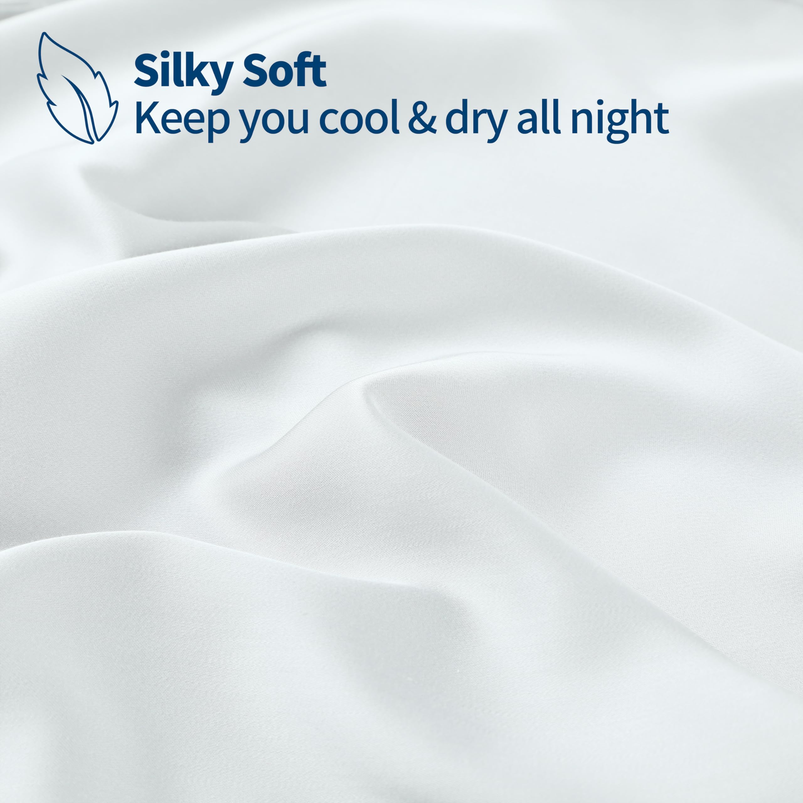 Zaizaihome Bamboo Viscose Cooling Fitted Sheet, Twin XL, 400 Thread Count, 16 Deep Pocket, Silky Soft, Breathable, White