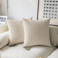 Kevin Textile 2 Packs Cream White Decorative Throw Pillow Covers 26X26 Inch For Living Room Couch Bed Sofa Rustic Farmhouse Boho Home Decor Soft Striped Corduroy Square Cushion Case 66X66 Cm