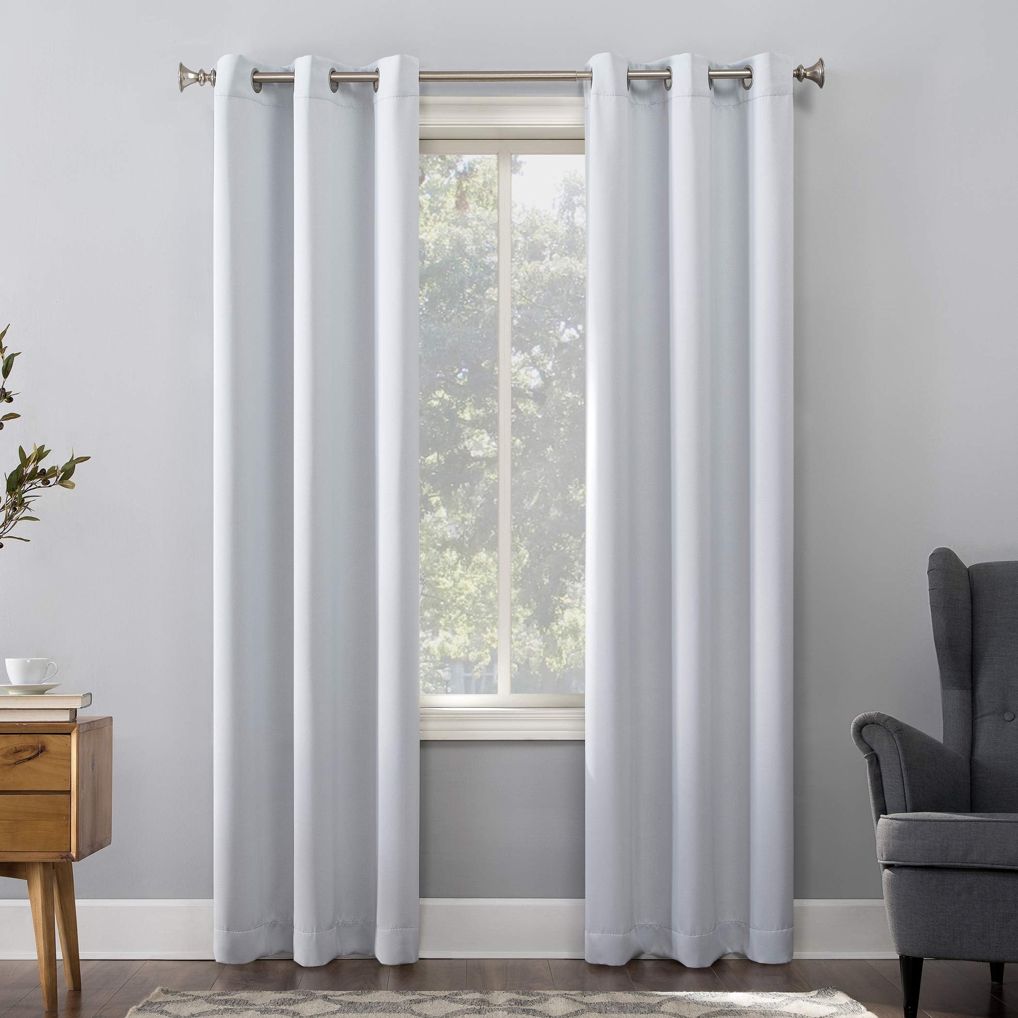 Sun Zero Easton Energy Saving Blackout Grommet Curtain Panel, 40' X 54', Dove White