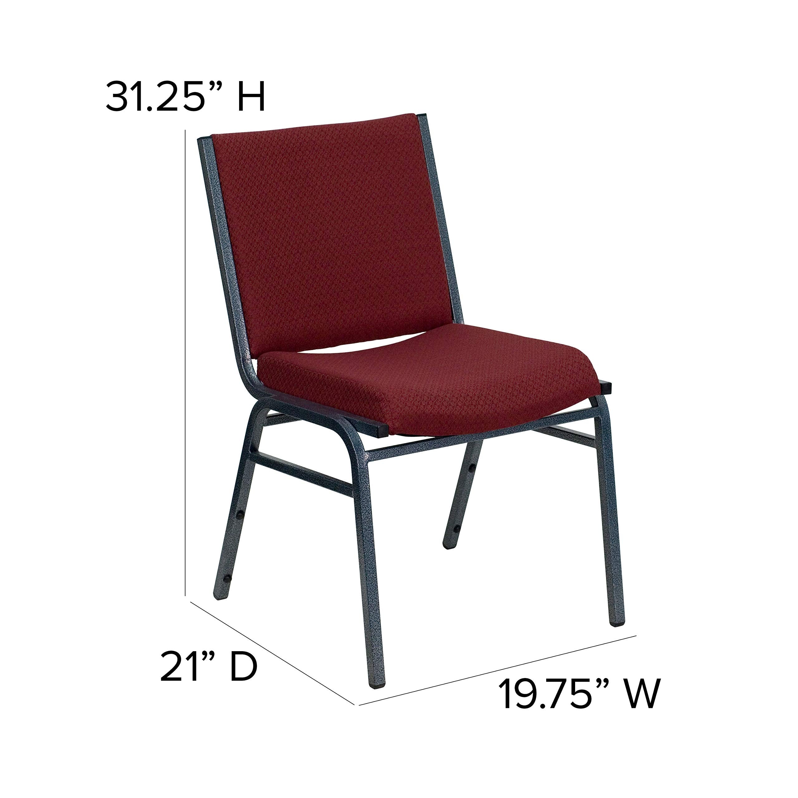 Flash Furniture HERCULES Series Heavy Duty Burgundy Patterned Fabric Stack Chair with Ganging Bracket