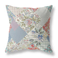 HomeRoots Gold Red White Broadcloth Red White Boho Floral Indoor Outdoor Throw Pillow