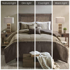 Madison Park Boone Cozy Comforter Set, Faux Suede, Deluxe Hotel Styling All Season Down Alternative Bedding Matching Shams, Decorative Pillow, California King (104 In X 92In), Rustic Brown 7 Piece