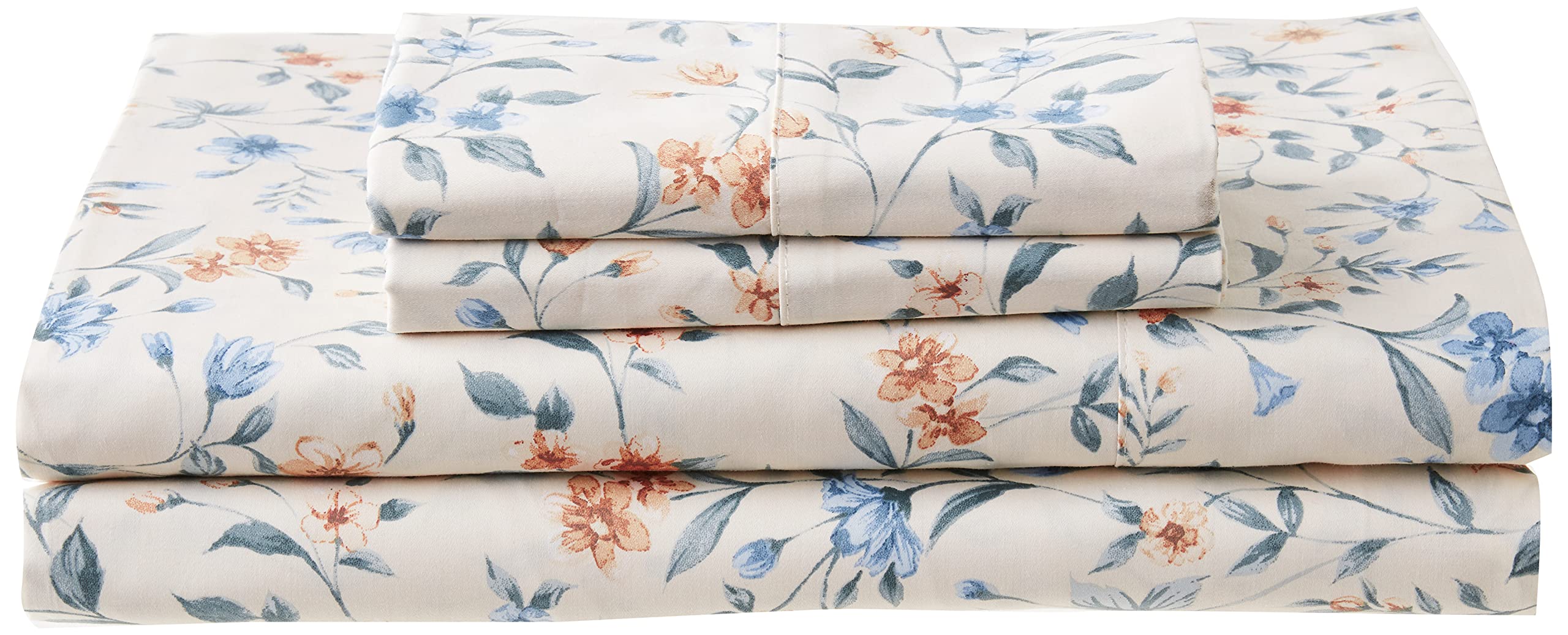 Azores 300 Thread Count Organic Cotton Deep Pocket Bed Sheet Set, Fits Up To 19 Inch Mattress - Queen, Carolina/Cream
