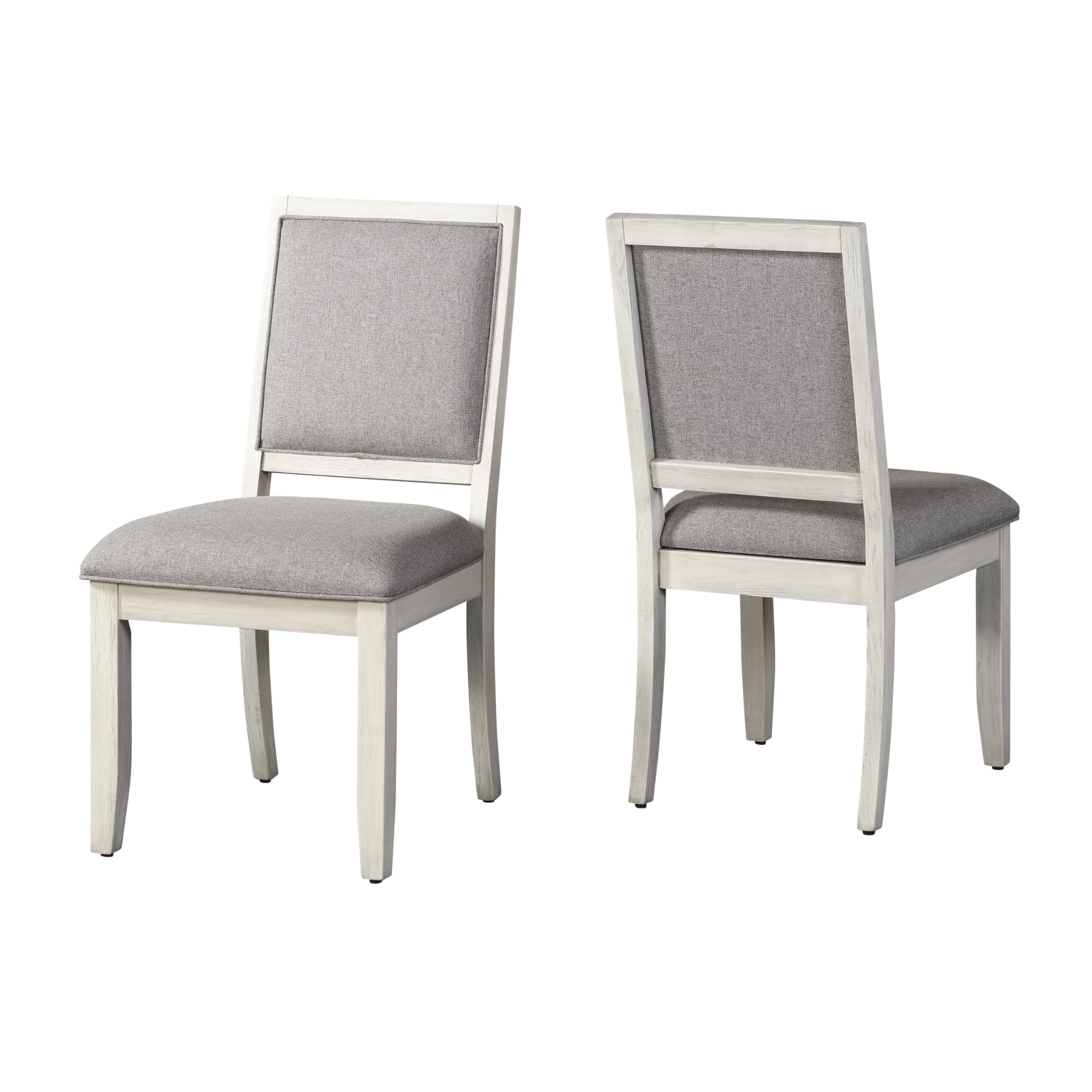 Steve Silver Upholstered Canova Side Chairs, Set of 2 Chairs, Dining, Office, or Guest Chair, Weathered White, Wood Frame, Tapered Leg, Hardwood Solids, 19.5''x24.5''x38''H, Grey/White