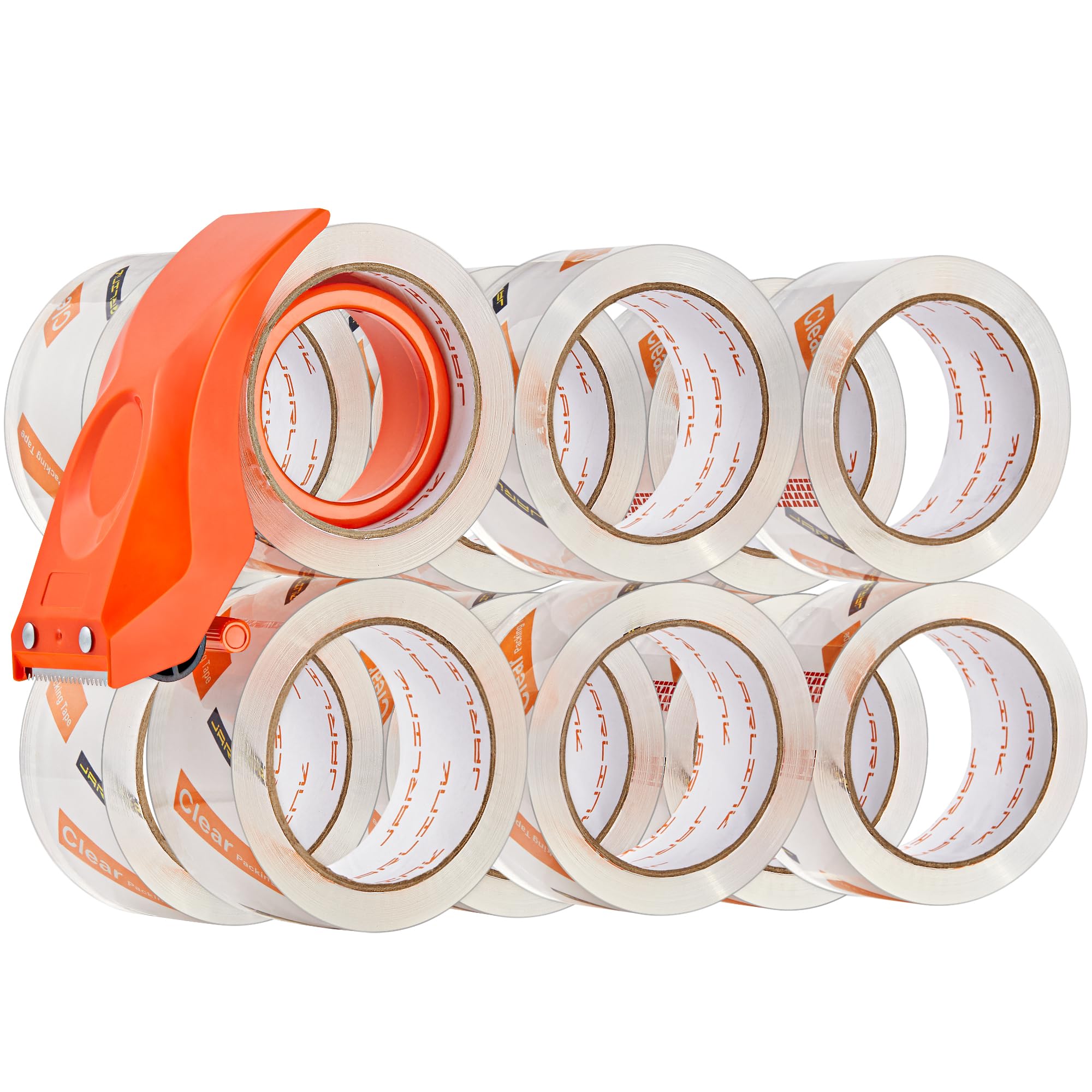 Jarlink 12 Rolls Crystal Clear Packing Tape With Dispenser, 656 Yards Heavy Duty Packaging Tape Refills For Shipping Packaging M