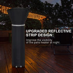Patio Heater Covers With Reflective Strip,Outdoor Heater Cover Waterproof,Dustproof,Wind-Resistant,Sunlight-Resistant,Snow-Resistant,Black,89.5''X 33.5' Dome X 19.5' Base
