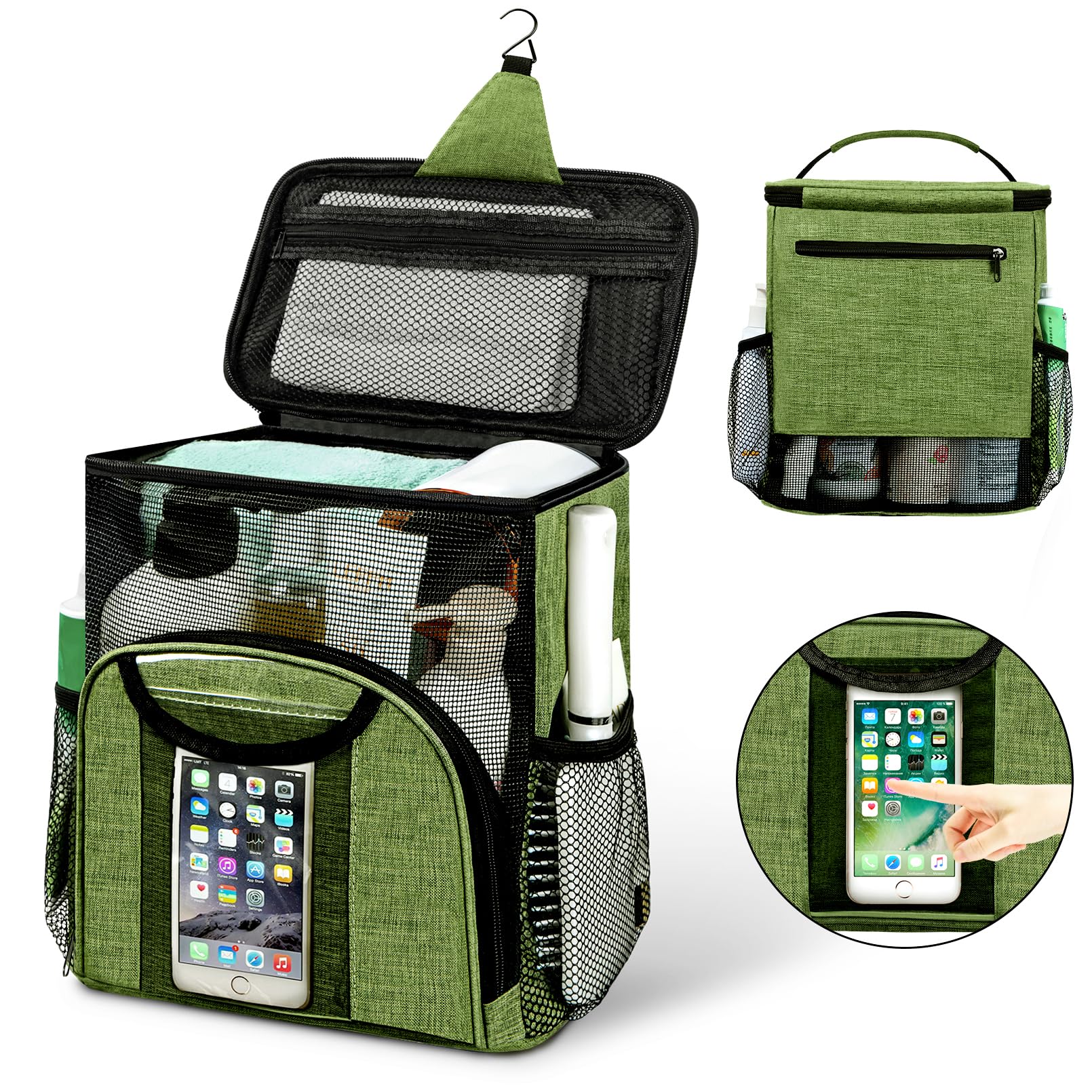 Attmu Portable Shower Caddy College Tote Bag, Quick Dry Hanging Toiletry Bag, Large Capacity Mesh Shower Caddy Portable for Coll