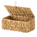 StorageWorks Wicker Basket with Lid, Storage Baskets with Lids, Hyacinth