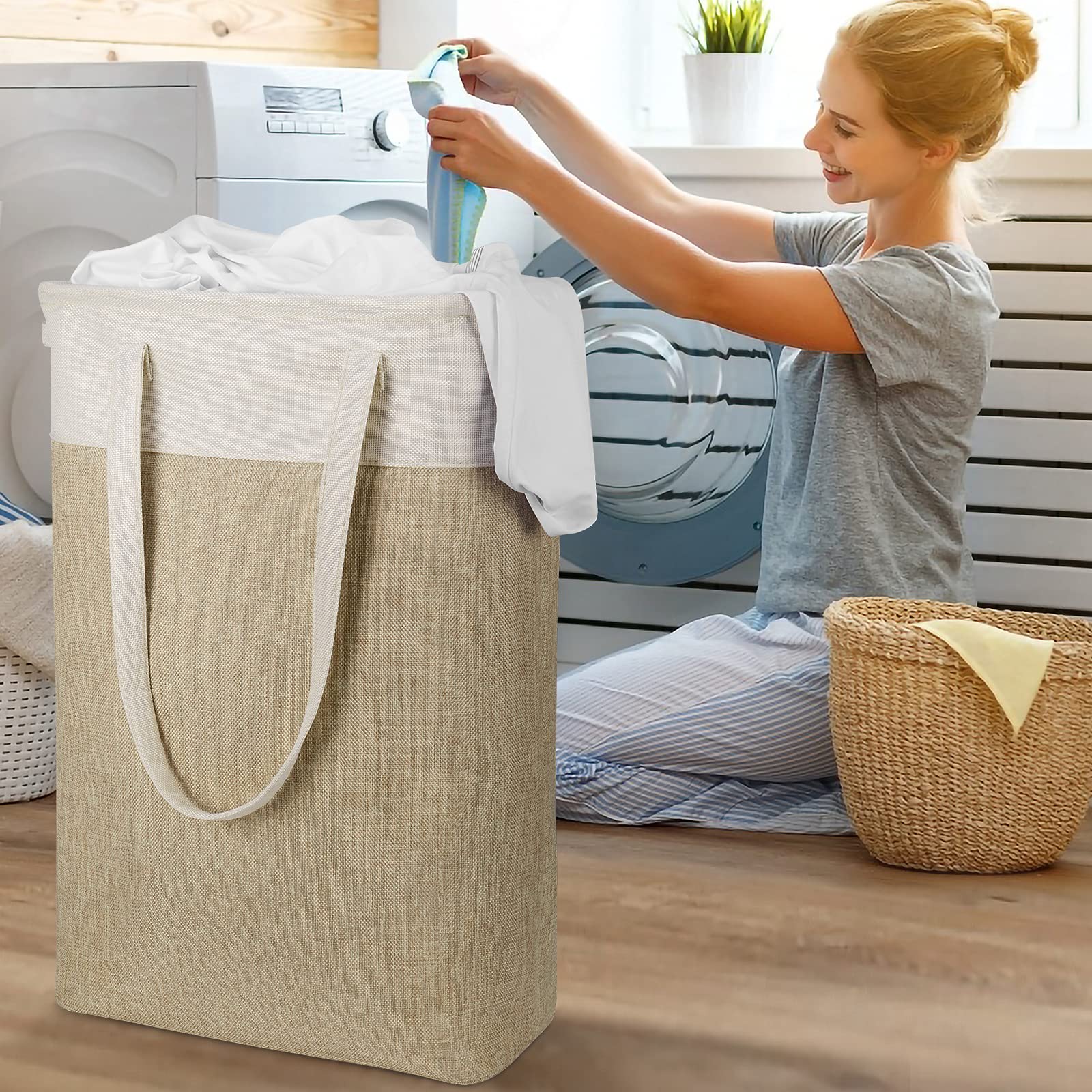 Laundry Hampers Tall Slim Laundry Baskets Thin Foldable Clothes Hamper Narrow Hamper For Laundry Storage Organizer Collapsible H