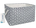 ONOEV Rectangular Thick Collapsible Grey Chevron Storage Bin