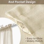 Melodieux Beige Semi Sheer Curtains 72 Inches Long For Bedroom, Living Room Linen Look Privacy Window Rod Pocket Sheer Drapes, 5
