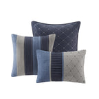 Madison Park Cozy Comforter Set Casual Modern Design - All Season Bedding, Matching Bed Skirt, Decorative Pillows, Collins, Suede Blue Grey King(104'X92') 7 Piece