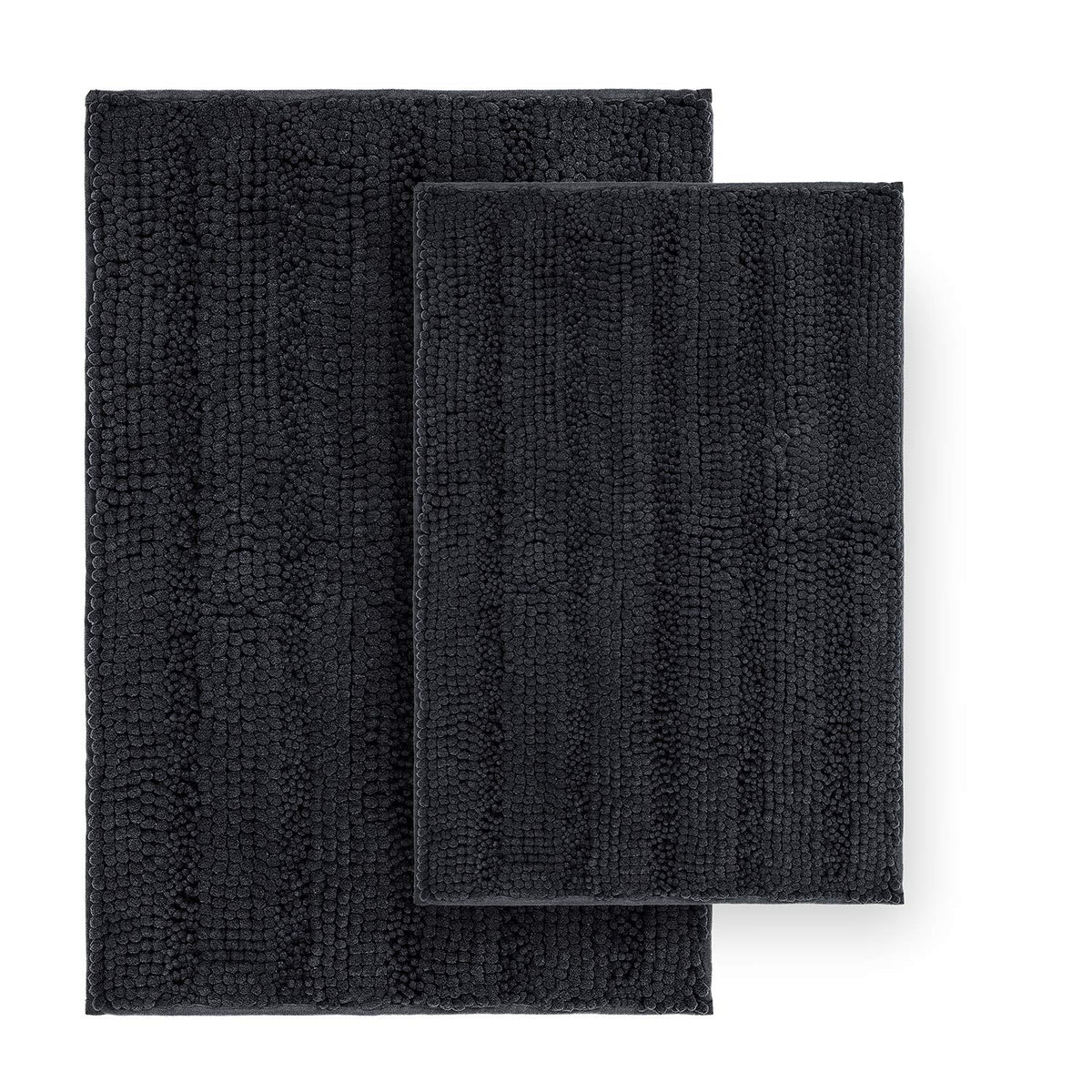 Tafts Striped Chenille Bathroom Rugs and Mats Sets, Ultra Soft Chenille Microfiber, Absorbent NonSlip Machine Washable Bath Rug