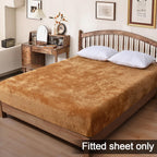 Phf Truly Velvet Fitted Sheet Only Queen Size, Luxury Super Soft Cozy Comfy Fleece Bottom With 15' Deep Pocket, Suitable For Fall Winter And Spring, No Pillowcases, Brown Sugar
