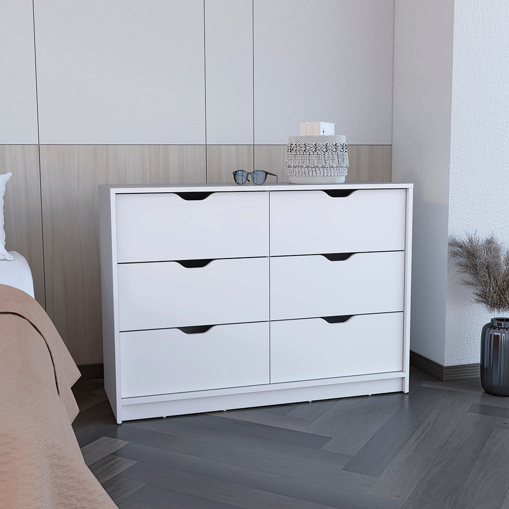 Dresser 30&Quot; H, 4 Drawer Dresser With 2 Lower Cabinets, Drawer Chest, White