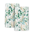 Sage Green Leaves Kitchen Towels Decorative Set of 2, Absorbent Botanical Dish Towels Green Gold Leaf Hand Towels Teal for Kitch