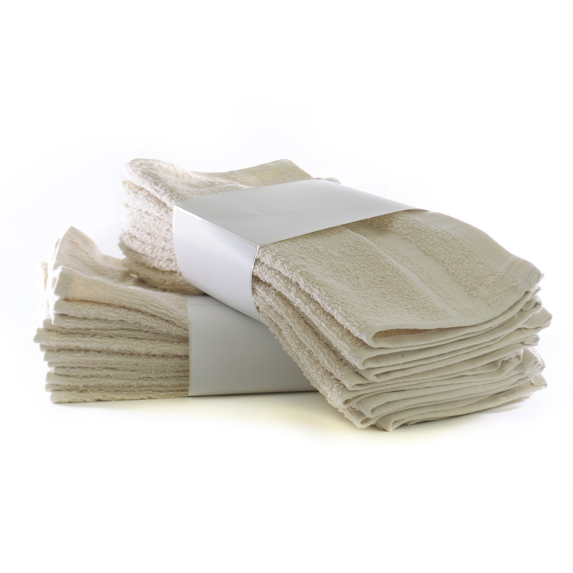 Quick-Dry, Soft, 100% Cotton Towels, Washcloths (Wash Cloth - Set of 60, Beige)
