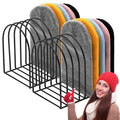 Hicarer 2 Pcs Beanie Display Stand Hat Holder Metal Storage Rack, Black
