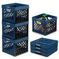 CleverMade Collapsible Milk Crate, Ocean, 3PK - 25L (6 Gal) Stackable Storage Bins, Holds 50lbs Per Bin - Clevercrates are Heavy