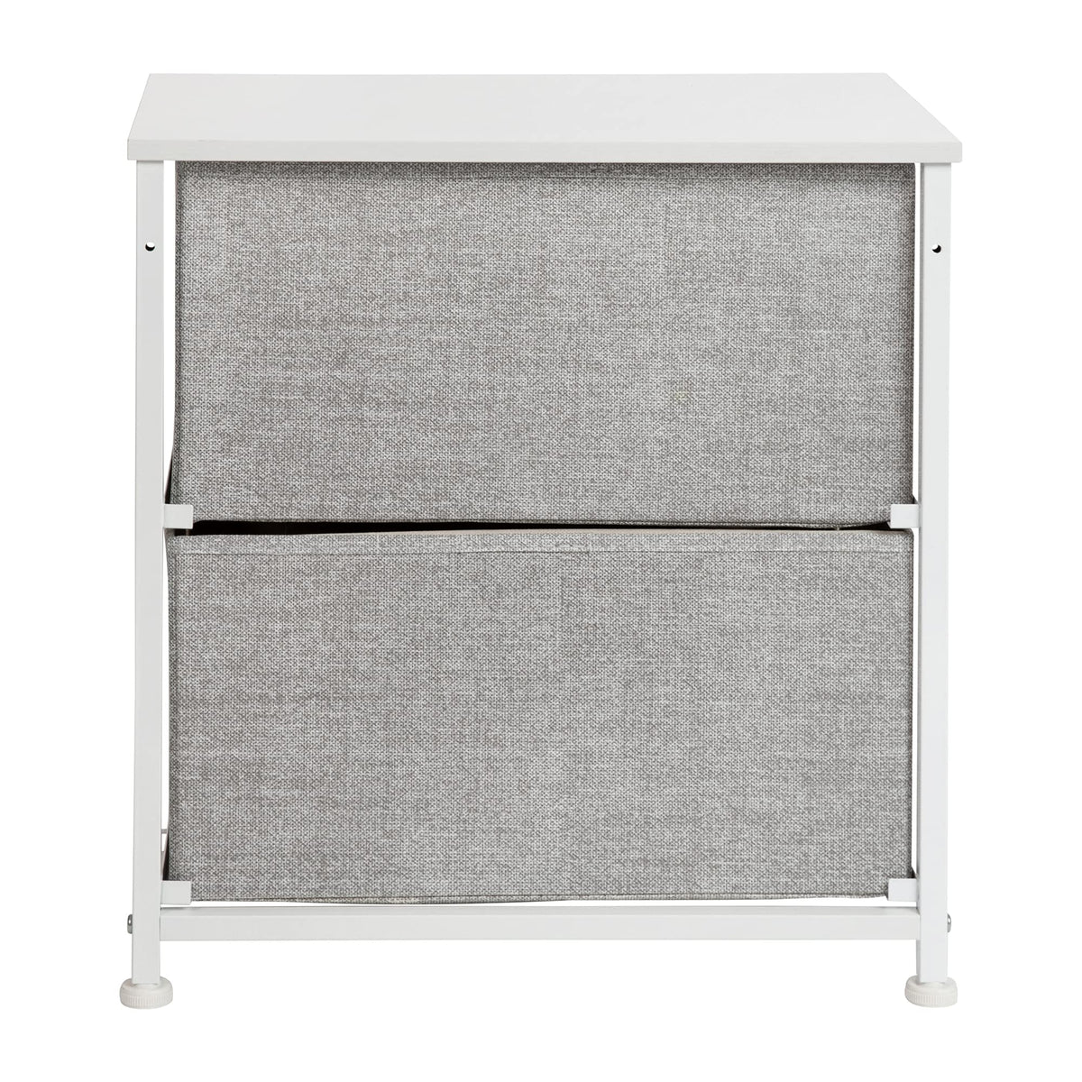 Flash Furniture Harris 2 Drawer Storage Organizer - White Cast Iron Frame and Wood Top - 2 Easy Pull Light Gray Fabric Drawers