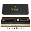Scriveiner Black Green Rollerball Pen - Stunning Luxury Pen, Chrome Finish, Schmidt Ink Refill, Best Roller Ball Pen Gift Set Fo