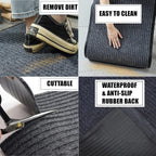 Happybeeflying Brush Step Large Front Door Mat 3'X10' Outdoor Indoor Commerical Entrance Mat Doormat Striped Low Profile Rubber