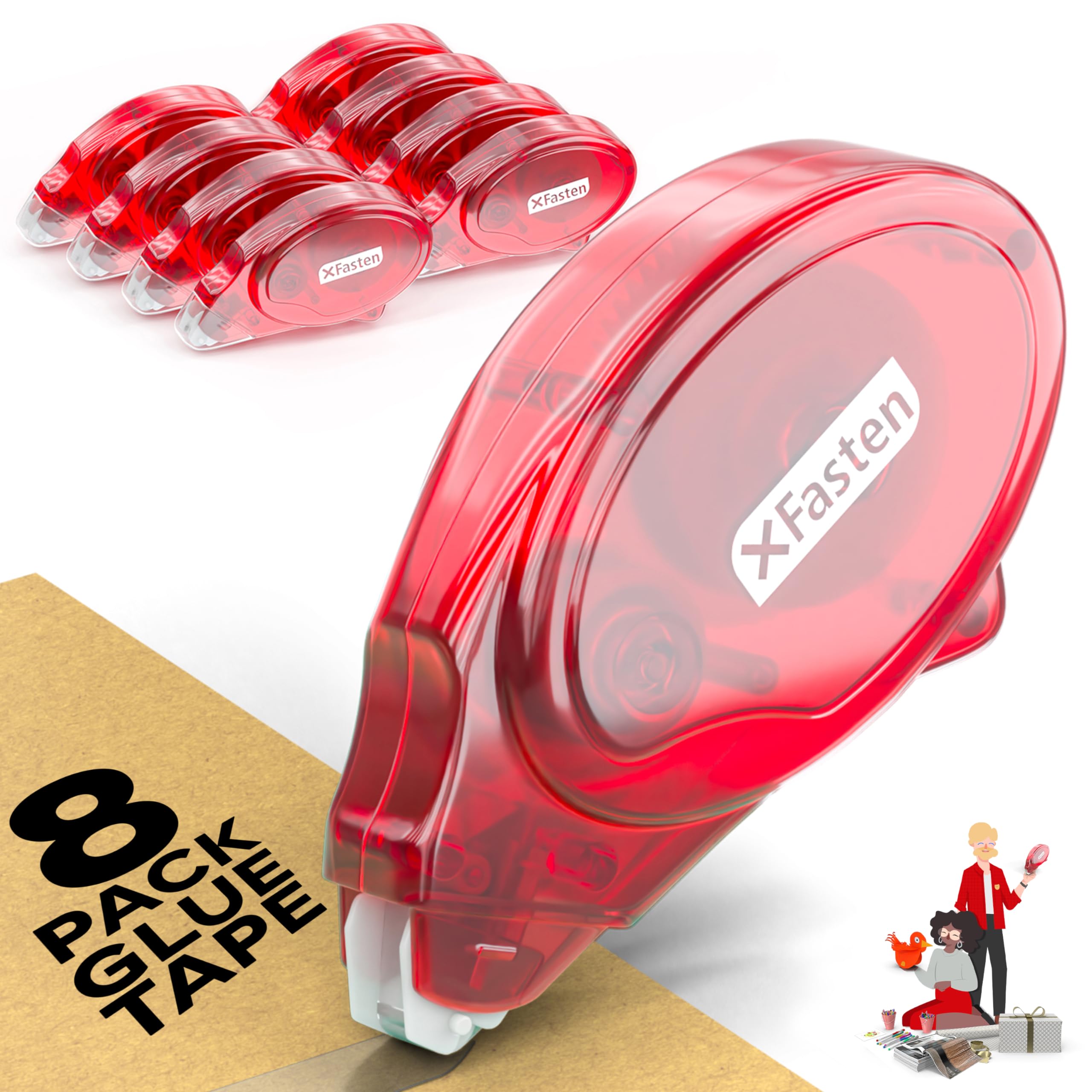 Adhesive Roller For Scrapbooking, 8Mm X 30Ft 8-Pack Double Sided Glue Tape Roller, Scrapbook Supplies For Adults, Photo Tape For