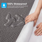Hanherry 100% Waterproof Mattress Protector King Size - Grey, Mattress Cover 3D Air Fabric Cooling Mattress Pad Cover Smooth Sof